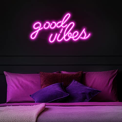 Pink “Good Vibes” Led Neon Wall Sign Decor (16.1 x 8.3 inch)