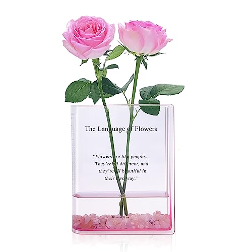 Book Vase for Flowers Home Décor,Artistic and Cultural Flavor Decorative Acrylic Clear Vase