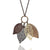 Two Tone Filigree Fall Leaf Pendant Long Necklace for Women