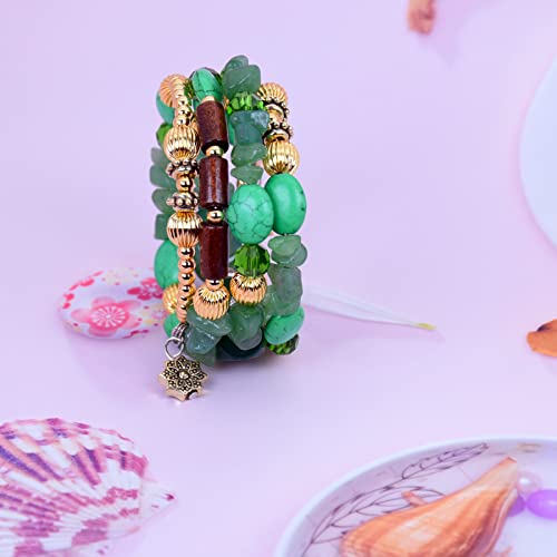 Boho Multilayer Irregular Agate Beads Charm Bracelets for Women