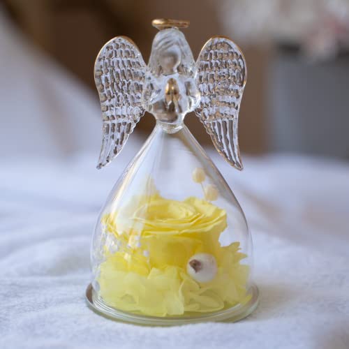 Preserved Real Rose Glass Angel Figurine Gifts for Mothers Day