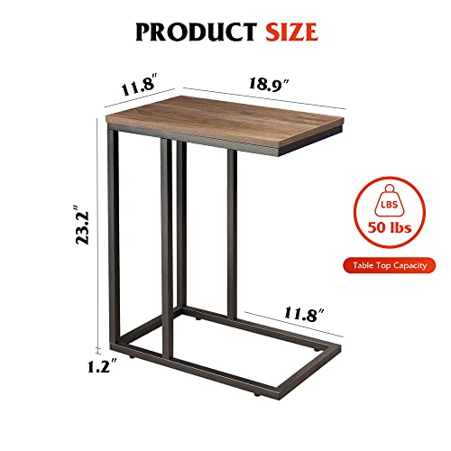 C Shaped End Table for Sofa Couch & Bed