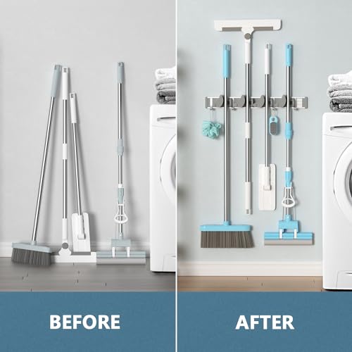 Holder Wall Organization and Storage Organizer(4 Positions with 4 Hooks, Black)