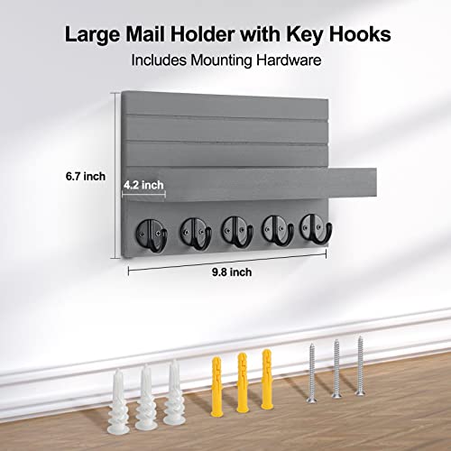 Key Holder for Wall, Decorative Key and Mail Holder with Shelf Has Large Key Hooks for Bags, Coats, Umbrella