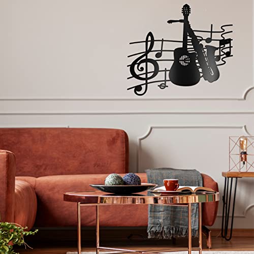 Music Metal Wall Art Decor - Guitar & Saxophone 15.75 x 14.17"