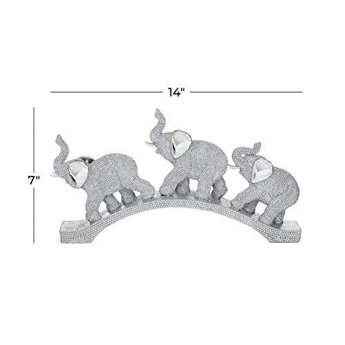 Polystone Glam Sculpture, Elephant 7 x 2 x 14, for Home Decoration