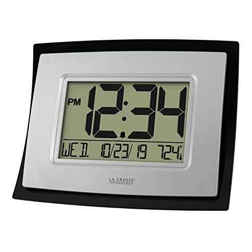 Digital Black Clock with Indoor Temperature