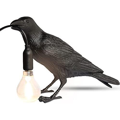 Lifelike Resin Raven Light Crow Desk Lamp- Black