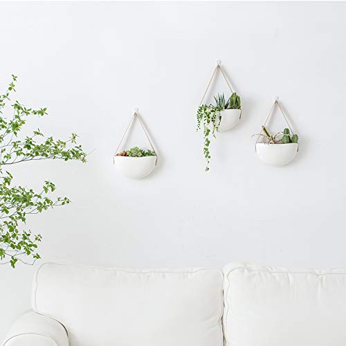 Set of 3 Modern Hanging Flower Plant Pots - (Plant Not Included), White