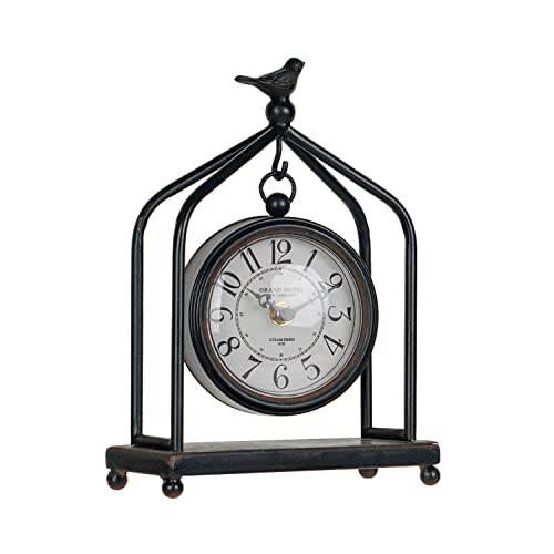 7.5'' x 10'' Silent Mantel Clock w/ Iron Tower Frame, Black