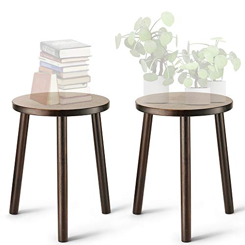 15.8" Wood Plant Stands (Set of 2) Mid Century Small Side Table
