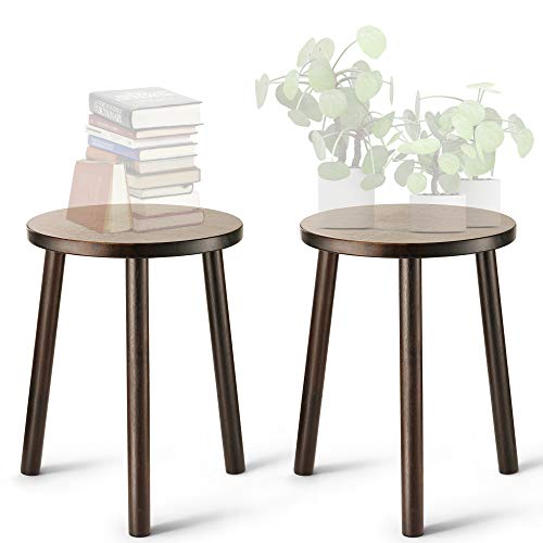 15.8" Wood Plant Stands (Set of 2) Mid Century Small Side Table