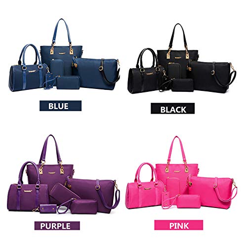 Women's Shoulder Bag 6 PCS Top-Handle Handbag Tote Purse Wallet Key Case Set