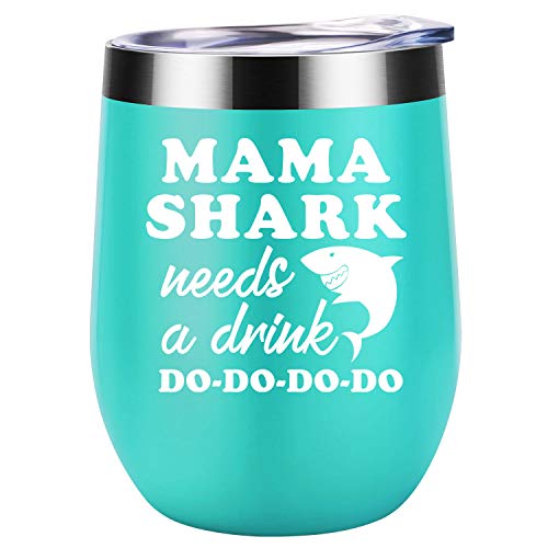 Wine Tumbler Mommy Shark Cup for Mothers Day/Birthday Gift