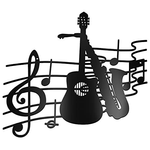 Music Metal Wall Art Decor - Guitar & Saxophone 15.75 x 14.17"