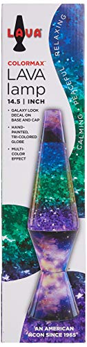 Lava Lamp 2600 14.5-inch, with Silver Glitter Clear Liquid, Tri-Colored Globe Galaxy Base