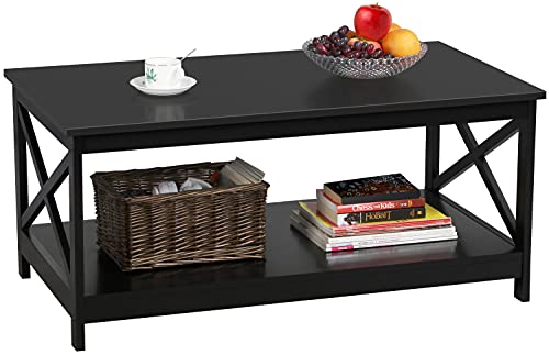 2-Tier Coffee Table w/ Storage Shelf