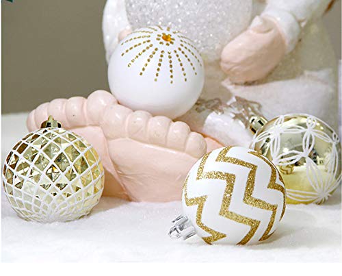 30PCS Christmas Balls Ornaments,60MM Gold & White