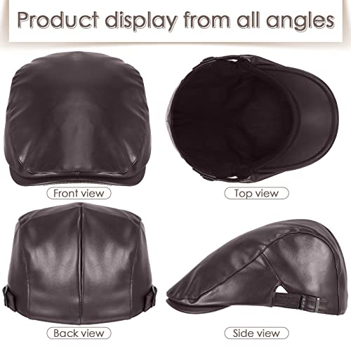 3 Pieces Pu Leather Hats for Men