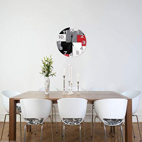 White, Grey, Black & Red Irregular Geometric Waterproof Decorative Clock