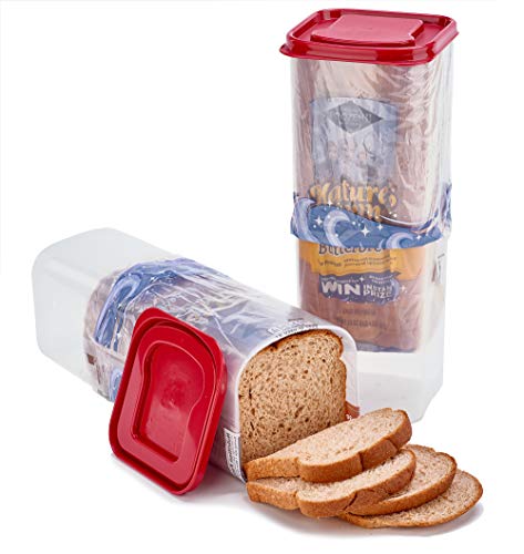 2 Pack Bread Container Set w/Red Lids Dispenser