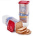 2 Pack Bread Container Set w/Red Lids Dispenser