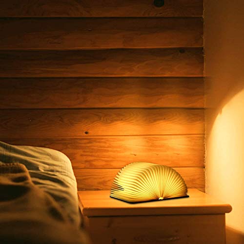 Wooden Book Novelty Folding Book Lamp,USB Rechargeable