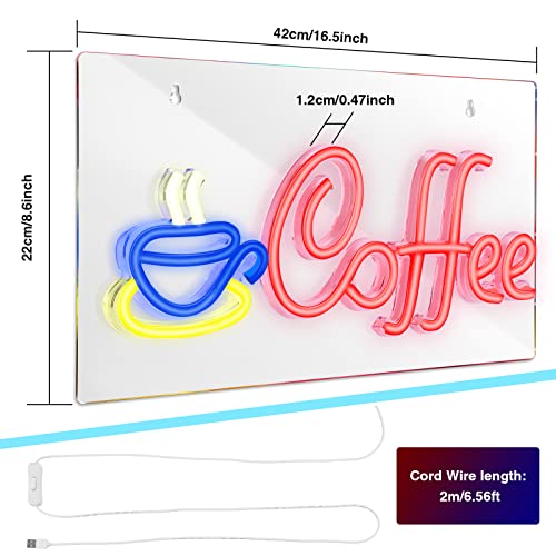 Coffee Neon Sign, Bright LED Light - USB Powered