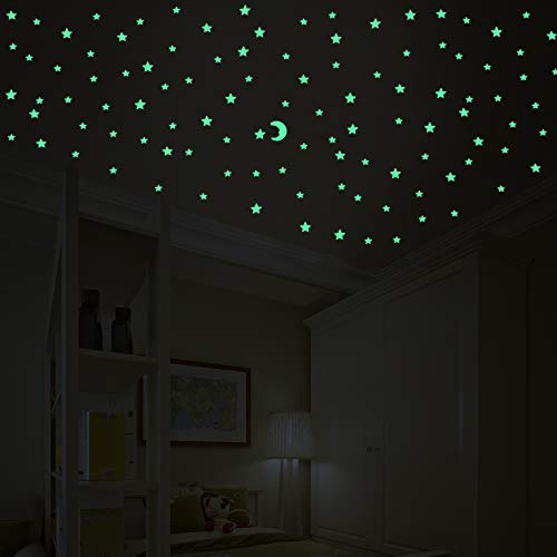 100 Pcs Glow in The Dark Luminous Stars Fluorescent Noctilucent Plastic Wall Stickers