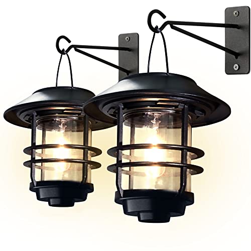 2 Pcs Outdoor Solar Glass Hanging Light Lantern - Waterproof