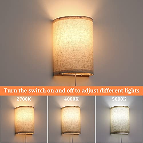 Set of 2 Plug in Wall Sconce 3 Color Temperature