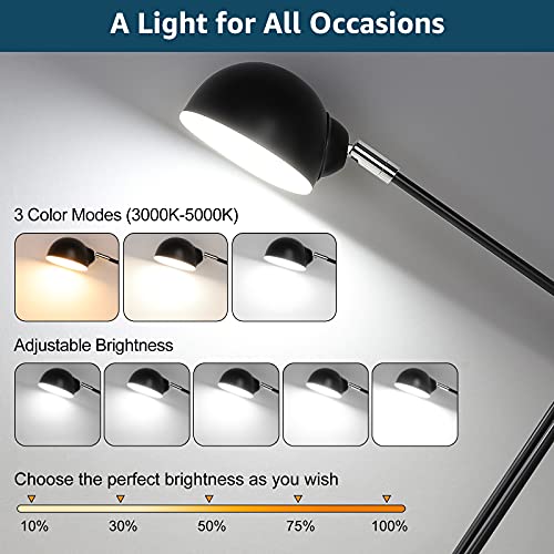 LED Desk Lamp w/ USB Charging Port, Swing Arm, Fully Dimmable, Eye-Caring