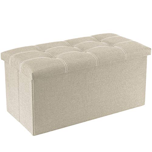 30 inches Storage Ottoman Bench, Foldable Footrest Shoe Bench w/ 80L Storage Space, Support 350lbs