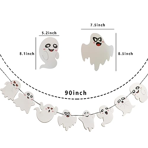 2 Pack White Halloween Hanging Ghost Banner Garland for Haunted House