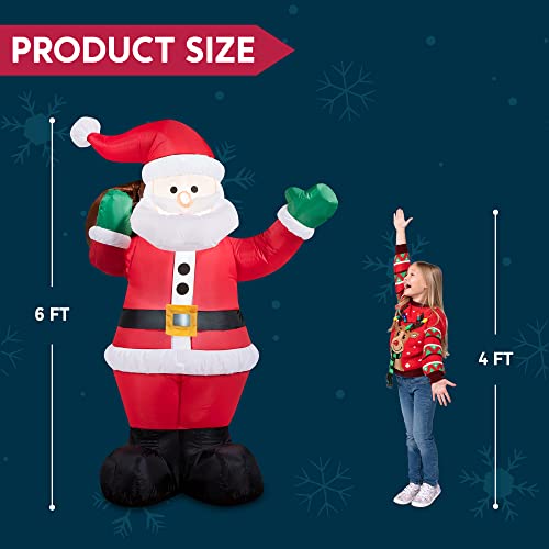 6 Foot Christmas Inflatables Santa Claus w/ LEDs