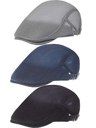 3 Pieces Mesh Newsboy Beret Cap- Breathable & Adjustable