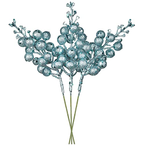 14 Pack Christmas Glitter Berries Stems- 7.8Inch