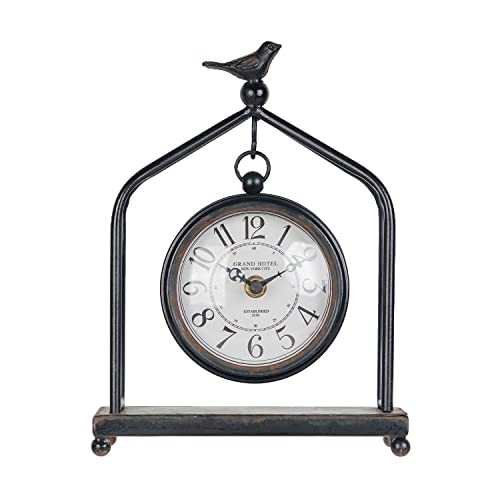 7.5'' x 10'' Silent Mantel Clock w/ Iron Tower Frame, Black