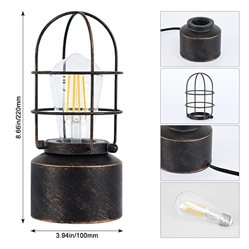 𝗦𝗺𝗮𝗹𝗹 𝗧𝗼𝘂𝗰𝗵 𝗚𝗼𝗹𝗱 𝗧𝗮𝗯𝗹𝗲 𝗟𝗮𝗺𝗽 for Small Spaces 3 Way Dimmable Industrial Bedside Lamp