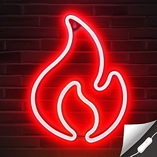 Flame Neon Sign, USB Powered Red Flame w/ On/Off Switch