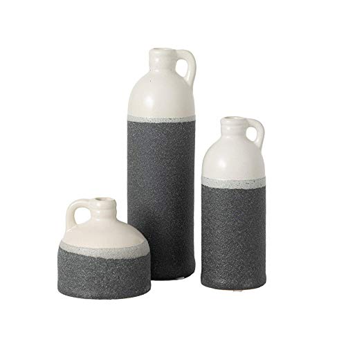 Ceramic Jug Vase Set of Three (3), 4”, 7.5” & 10” Crackled Finish