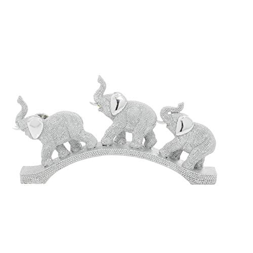 Polystone Glam Sculpture, Elephant 7 x 2 x 14, for Home Decoration