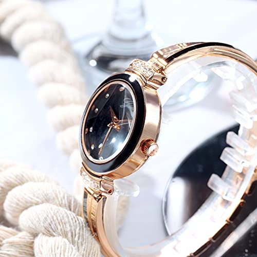 Elegant Rose Gold/Silver Watch & 3 Bracelets Set for Women