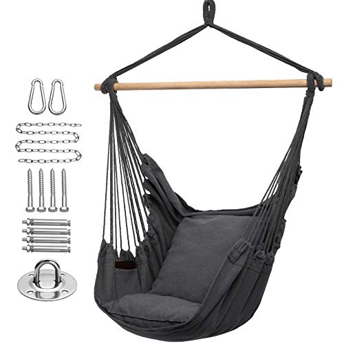 Hanging Rope Swing, Max 320 Lbs, 2 Seat Cushions Included