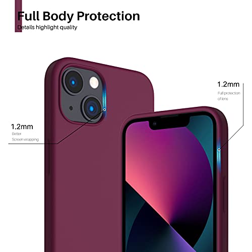 Compatible with iPhone 13 Case 6.1, Slim Liquid Silicone 3 Layers Full Covered Soft Gel Rubber Case Cover