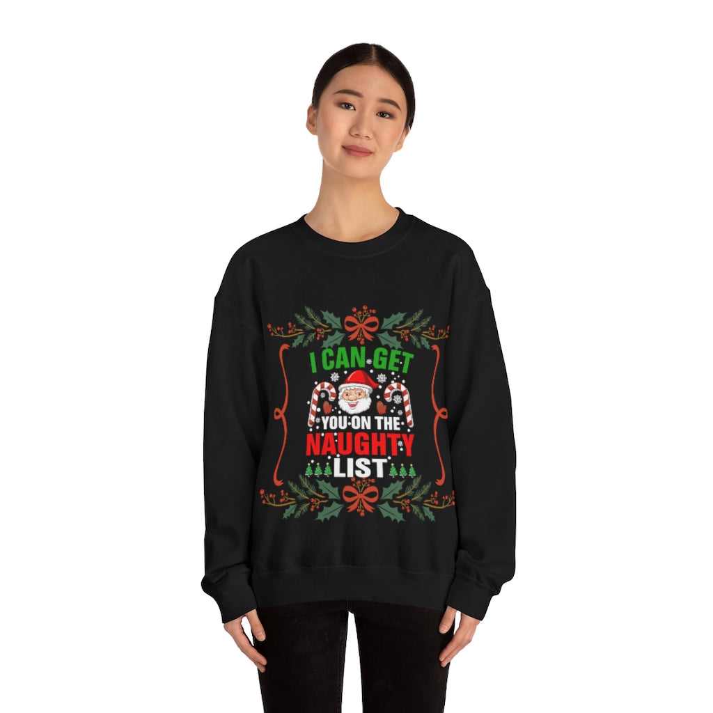 I Can Get You ON The Naught List Santa Ugly Christmas Unisex Heavy Blend™ Crewneck Sweater Sweatshirt