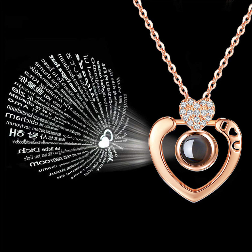 Heart Pattern "I Love You" Light Projection Pendant Necklace for Women