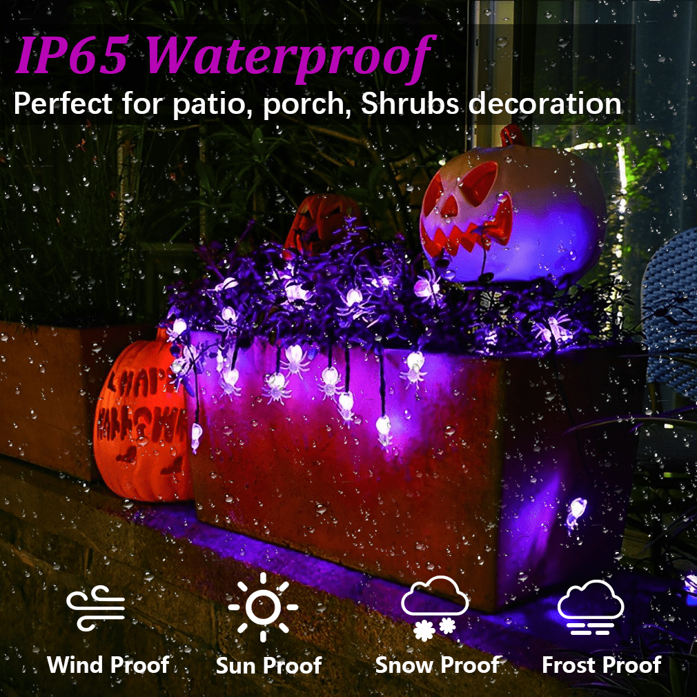 Halloween Spider String Lights, 20Ft 40 LED Battery Operated