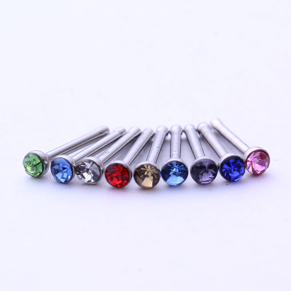 60pcs Stainless Steel Adults Nose Rhinestone Piercing Studs Rings Pins