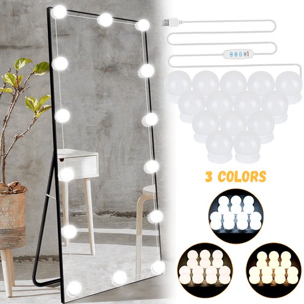 LED Vanity Mirror Lights, 17.7ft Hollywood Make Up w/ 14 Dimmable USB  Led Bulbs